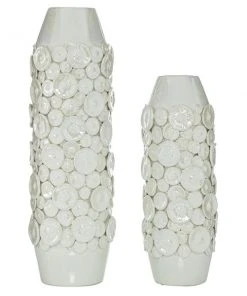 GRAYSON LANE Set of 2 23 In., 17 In. Modern Vase White Stoneware