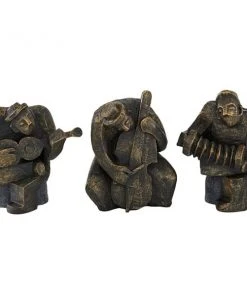 GRAYSON LANE Set of 3 6 In. x 7 In. Black Rustic Musician Sculpture Resin
