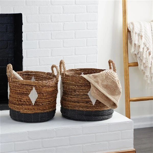 GRAYSON LANE Set of 2 17 In., 16 In. Natural Storage Basket Brown Banana 2 GRAYSON LANE Set of 2 17 In., 16 In. Natural Storage Basket Brown Banana - Image 2