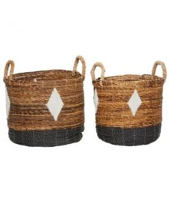 GRAYSON LANE Set of 2 17 In., 16 In. Natural Storage Basket Brown Banana