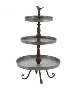 GRAYSON LANE 28 In. x 16 In. Farmhouse 3 Tier Tray Stand Silver Iron -GRAYSON LANE shop 330857878 AlternateImage4 l
