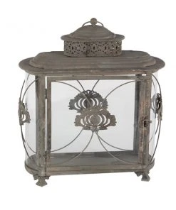 GRAYSON LANE 18 In. x 15 In. Rustic Candle Holder Lantern Brown Iron -GRAYSON LANE shop 330857879 AlternateImage5 l