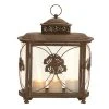 GRAYSON LANE 18 In. x 15 In. Rustic Candle Holder Lantern Brown Iron