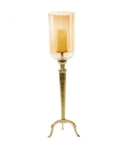 GRAYSON LANE 34 In. x 9 In. Traditional Candlestick Holders Gold Aluminum