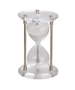 GRAYSON LANE 6 In. x 4 In. x 4 In. Glam Timer Silver Glass