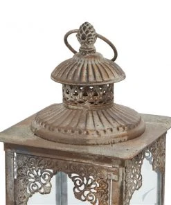GRAYSON LANE 13 In. x 6 In. Vintage Candle Holder Lantern Grey Iron -GRAYSON LANE shop 330857886 AlternateImage3 l