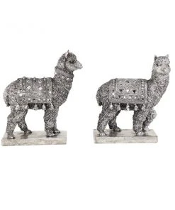 GRAYSON LANE Set of 2 10 In., 9 In. Silver Eclectic Llama Sculpture Resin -GRAYSON LANE shop 330857887 AlternateImage3 l