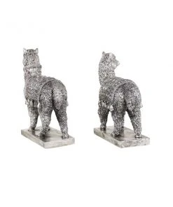GRAYSON LANE Set of 2 10 In., 9 In. Silver Eclectic Llama Sculpture Resin -GRAYSON LANE shop 330857887 AlternateImage4 l