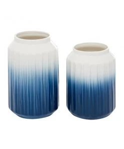 GRAYSON LANE Set of 2 11 In., 9 In. Coastal Vase Blue Dolomite