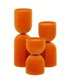 GRAYSON LANE Set of 3 13 In., 10 In., 7 In. Modern Candle Holder Orange M -GRAYSON LANE shop 330857906 AlternateImage5 l