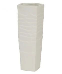 GRAYSON LANE 13 In. x 5 In. Contemporary Vase White Ceramic