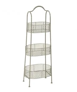 GRAYSON LANE 41 In. x 15 In. Farmhouse 3 Tier Tray Stand White Iron