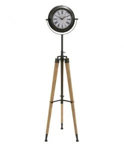 GRAYSON LANE 62 In. x 16 In. Industrial Clock Black Metal