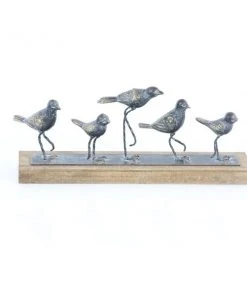 GRAYSON LANE 7 In. x 18 In. Farmhouse Sculpture Grey Metal Birds