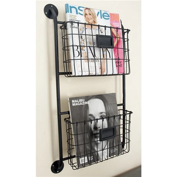 GRAYSON LANE 28 In. x 16 In. x 3 In. Industrial Magazine Rack Holder Blac 2 GRAYSON LANE 28 In. x 16 In. x 3 In. Industrial Magazine Rack Holder Blac - Image 2