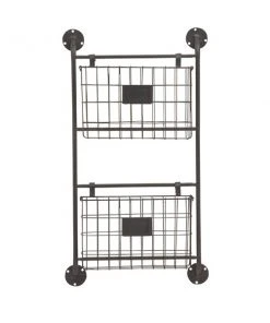 GRAYSON LANE 28 In. x 16 In. x 3 In. Industrial Magazine Rack Holder Blac