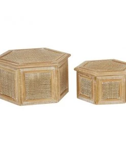 GRAYSON LANE Set of 2 7 In., 11 In. Brown Country Cottage Box Wood