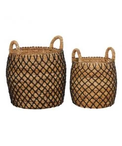 GRAYSON LANE Set of 2 19 In., 16 In. Coastal Storage Basket Brown Banana