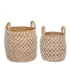 GRAYSON LANE Set of 2 19 In., 17 In. Coastal Storage Basket Brown Banana