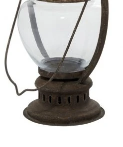 GRAYSON LANE 14 In. x 8 In. Rustic Candle Holder Lantern Brown Iron -GRAYSON LANE shop 330857944 AlternateImage3 l