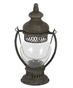 GRAYSON LANE 14 In. x 8 In. Rustic Candle Holder Lantern Brown Iron -GRAYSON LANE shop 330857944 AlternateImage5 l