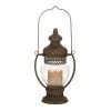 GRAYSON LANE 14 In. x 8 In. Rustic Candle Holder Lantern Brown Iron