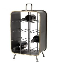 GRAYSON LANE 21 In. x 14 In. Industrial Wine Holder Rack Black Metal