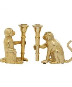 GRAYSON LANE Set of 2 3 In. x 5 In. Glam Candle Holder Gold Aluminum -GRAYSON LANE shop 330857956 AlternateImage5 l