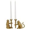 GRAYSON LANE Set of 2 3 In. x 5 In. Glam Candle Holder Gold Aluminum