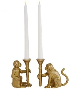 GRAYSON LANE Set of 2 3 In. x 5 In. Glam Candle Holder Gold Aluminum