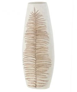 GRAYSON LANE 25 In. x 9 In. Boho Style Vase White Polystone