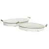 GRAYSON LANE Set of 2 18 In., 21 In. Farmhouse Tray White Metal
