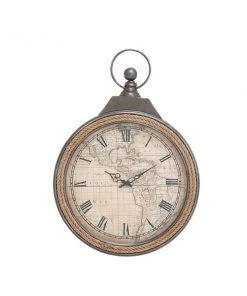 GRAYSON LANE 30 In. x 21 In. Coastal Wall Clock Brown Metal
