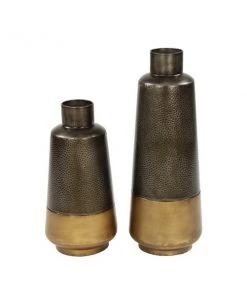 GRAYSON LANE Set of 2 20 In., 15 In. Rustic Vase Dark Grey Metal -GRAYSON LANE shop 330857974 AlternateImage4 l