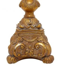 GRAYSON LANE 22 In. x 8 In. Rustic Candlestick Holders Gold Polystone -GRAYSON LANE shop 330857977 AlternateImage4 l