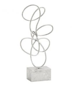 GRAYSON LANE 22 In. x 10 In. Contemporary Sculpture Silver Metal Abstract