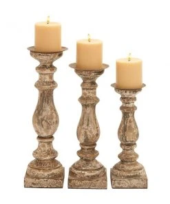 GRAYSON LANE Set of 3 15 In., 14 In., 12 In. Traditional Candle Holder Br
