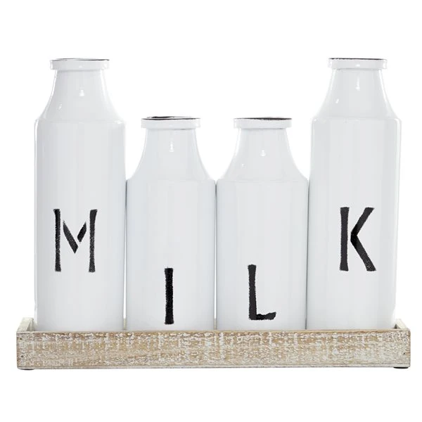 GRAYSON LANE 12 In. x 16 In. Farmhouse Decorative Milk Bottle White Iron 4 GRAYSON LANE 12 In. x 16 In. Farmhouse Decorative Milk Bottle White Iron - Image 4