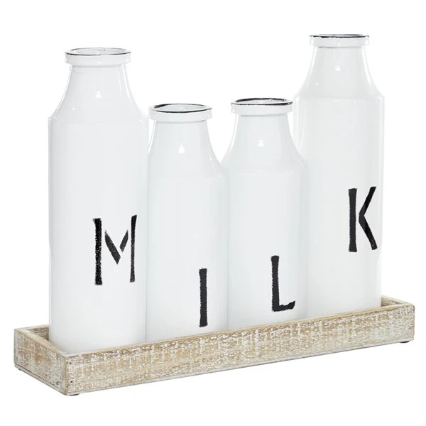 GRAYSON LANE 12 In. x 16 In. Farmhouse Decorative Milk Bottle White Iron 1 GRAYSON LANE 12 In. x 16 In. Farmhouse Decorative Milk Bottle White Iron