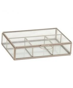 GRAYSON LANE 2 In. x 9 In. Modern Jewelry Box Silver Glass