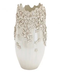 GRAYSON LANE 16 In. x 9 In. Farmhouse Vase Cream Ceramic