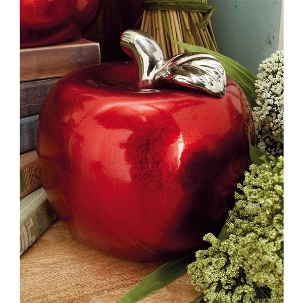 GRAYSON LANE Set of 2 7 In., 9 In. Glam Fruit Sculpture Red Dolomite 2 GRAYSON LANE Set of 2 7 In., 9 In. Glam Fruit Sculpture Red Dolomite - Image 2