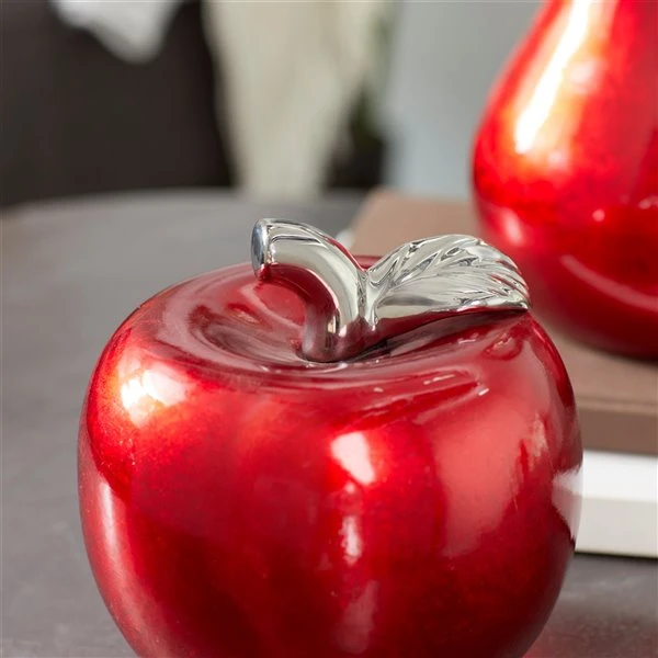 GRAYSON LANE Set of 2 7 In., 9 In. Glam Fruit Sculpture Red Dolomite 3 GRAYSON LANE Set of 2 7 In., 9 In. Glam Fruit Sculpture Red Dolomite - Image 3