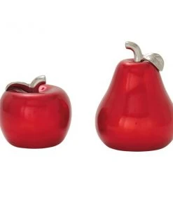 GRAYSON LANE Set of 2 7 In., 9 In. Glam Fruit Sculpture Red Dolomite