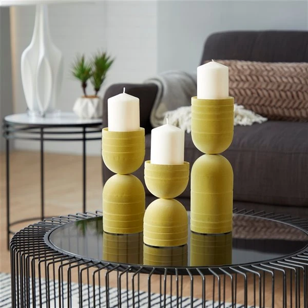 330858008_AlternateImage1_l.jpg GRAYSON LANE Set of 3 13 In., 10 In., 7 In. Modern Candle Holder Yellow M -GRAYSON LANE shop 330858008 AlternateImage1 l