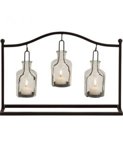 GRAYSON LANE 11 In. x 4 In. Farmhouse Candle Holder Lantern Black Iron