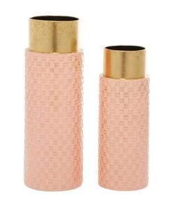 GRAYSON LANE Set of 2 18 In., 15 In. Contemporary Vase Bronze Metal