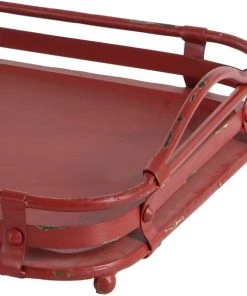 GRAYSON LANE Set of 2 19 In., 17 In. Vintage Tray Red Metal -GRAYSON LANE shop 330858040 AlternateImage2 l