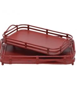 GRAYSON LANE Set of 2 19 In., 17 In. Vintage Tray Red Metal