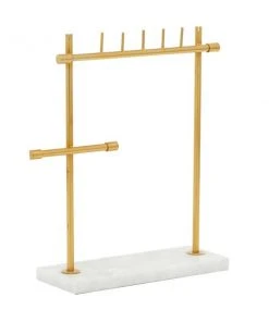GRAYSON LANE 13 In. x 12 In. Modern Jewelry Stand Gold Marble